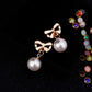 Hypoallergenic Heart-shaped Zircon Earrings Women's Bow Pearl Earrings