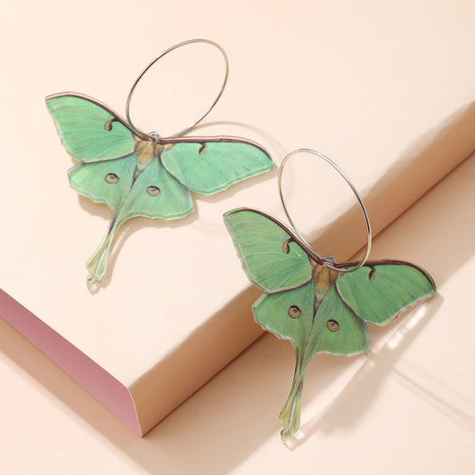 Green Moth Earrings Dangling Drop Earring Women Girls Gifts Jewelry Accessories