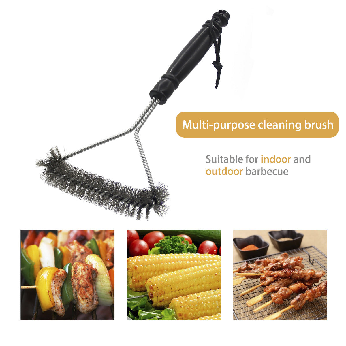 Barbecue Grill BBQ Brush Clean Tool Stainless Steel Wire Bristles Non-stick Cleaning Brushes