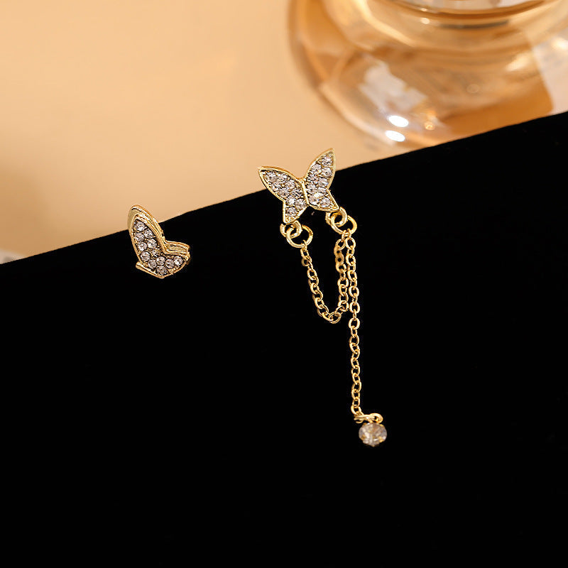 Mismatched Butterfly Ear Studs Dangle Earring Exquisite Fashion Drop Earrings For Women