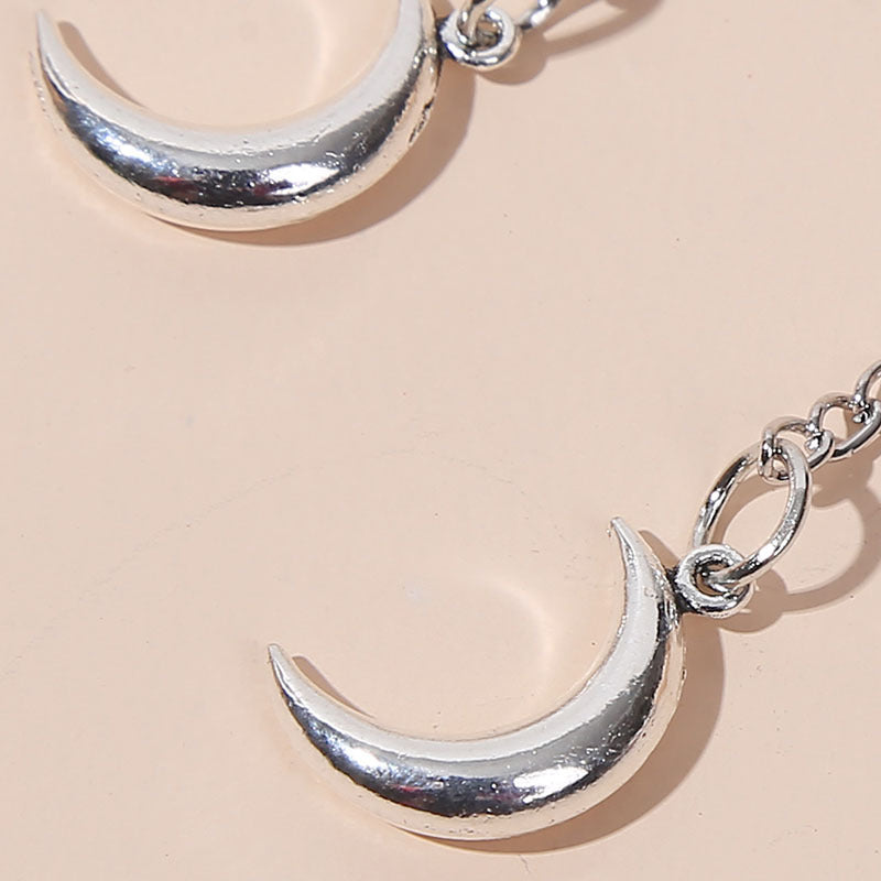 Chain Moon Ear Drop Earrings Dangle Women Fashion Jewelry Gift for Her