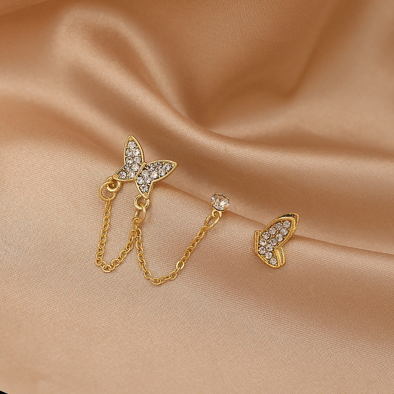 Mismatched Butterfly Ear Studs Dangle Earring Exquisite Fashion Drop Earrings For Women