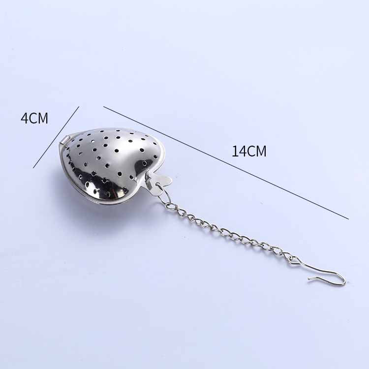 Stainless Steel Tea Filter With Chain Metal Herb Spice Strainer Spoon Heart Shaped Tea Infuser Seasoning Ball Teaware