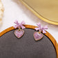 Purple Heart Bow Jewelry Fashion Dangle Earrings for Girls Party Birthday Gift