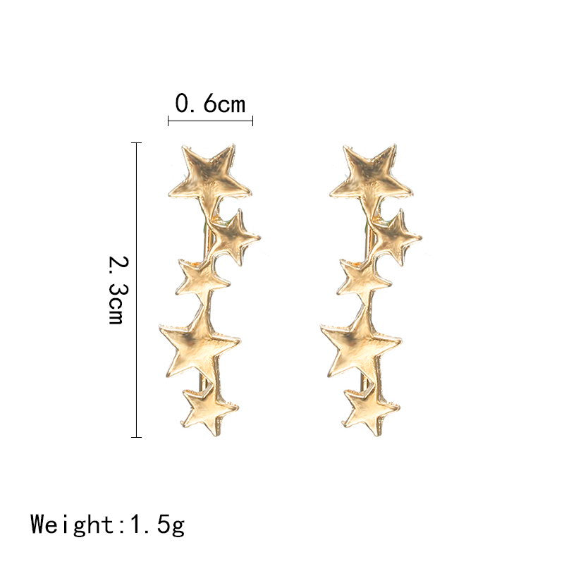 Exquisite creative five-pointed star ear bone clip earrings for girls accessories