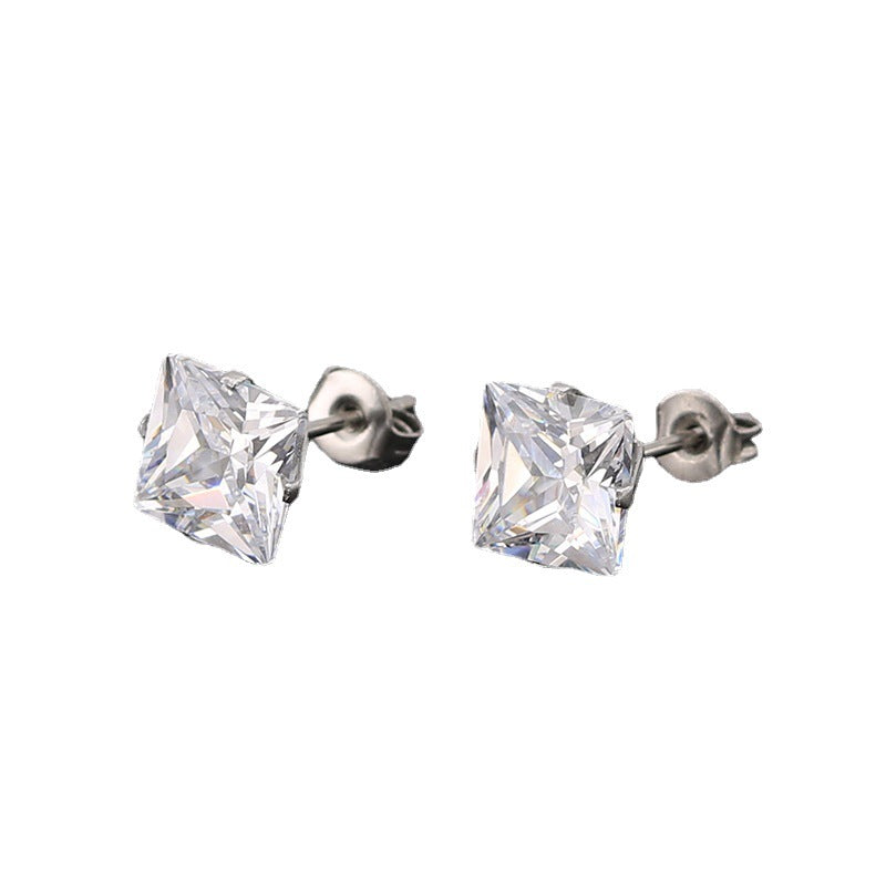 Fashion Stainless Steel Four Claw Square Ear Studs