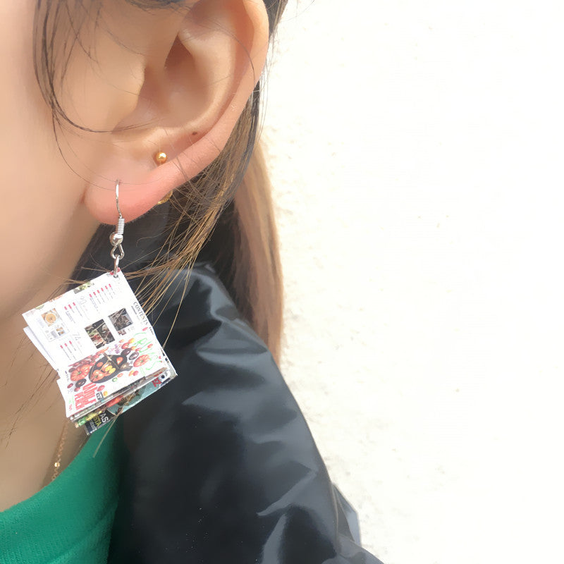 Random Magazine Ear Drop Earrings Dangle Women Fashion Jewelry Gift for Her