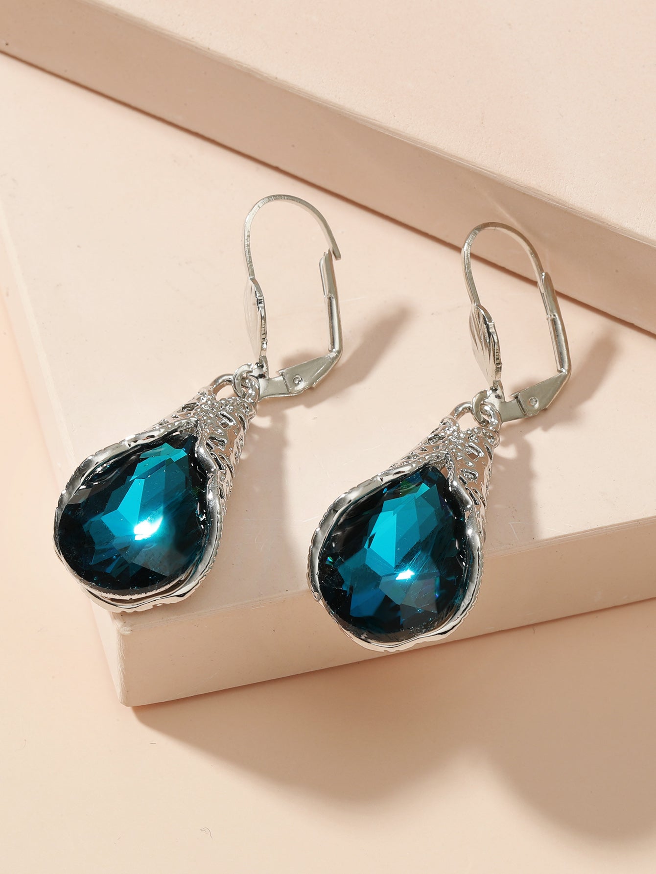 Deep Ocean Blue Drop Ear Dangle Fashion Earrings for Women Party Jewelry Gift