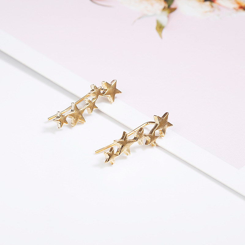 Exquisite creative five-pointed star ear bone clip earrings for girls accessories