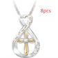 Cross Footprint Diamond Pendant Two Tone