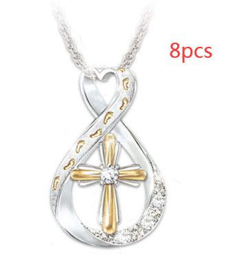 Cross Footprint Diamond Pendant Two Tone