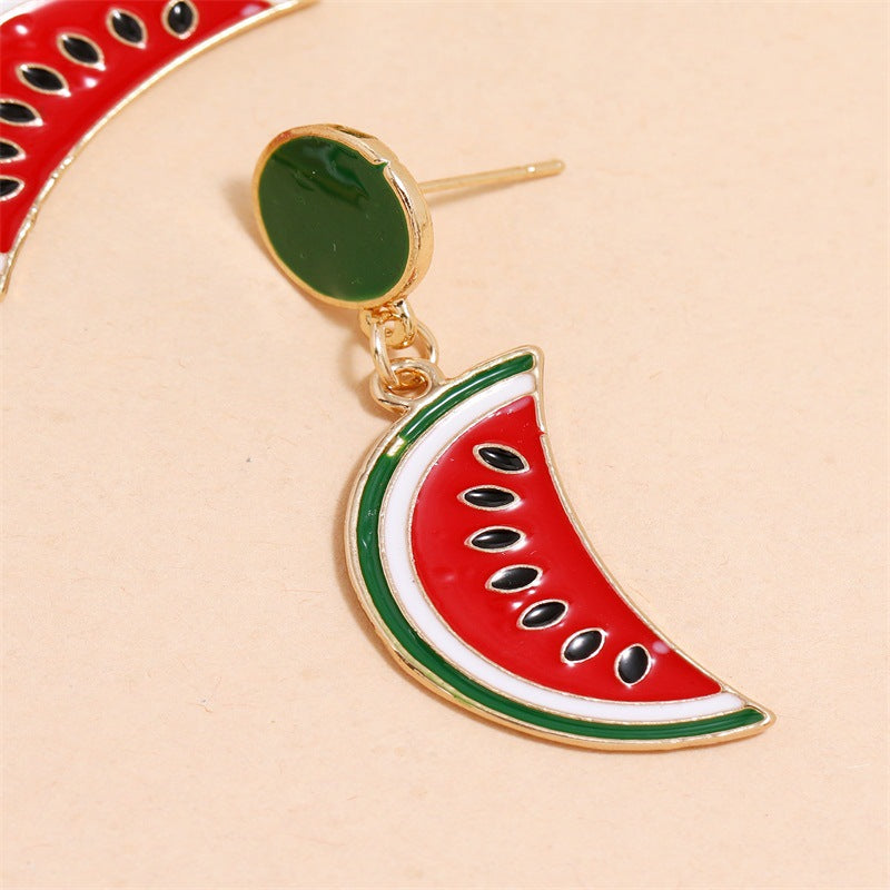 Watermelon Slice Design Dangle Earring Exquisite Fashion Drop Earrings For Women