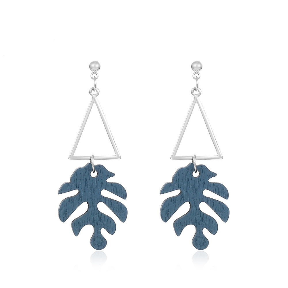 Tropical Leaf Triangle Drop Earrings Cute Dangle Earrings Women Jewelry Gift for Her