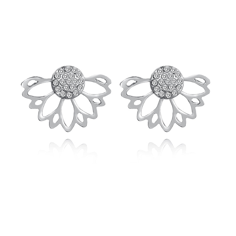 Lotus shaped full diamond earrings