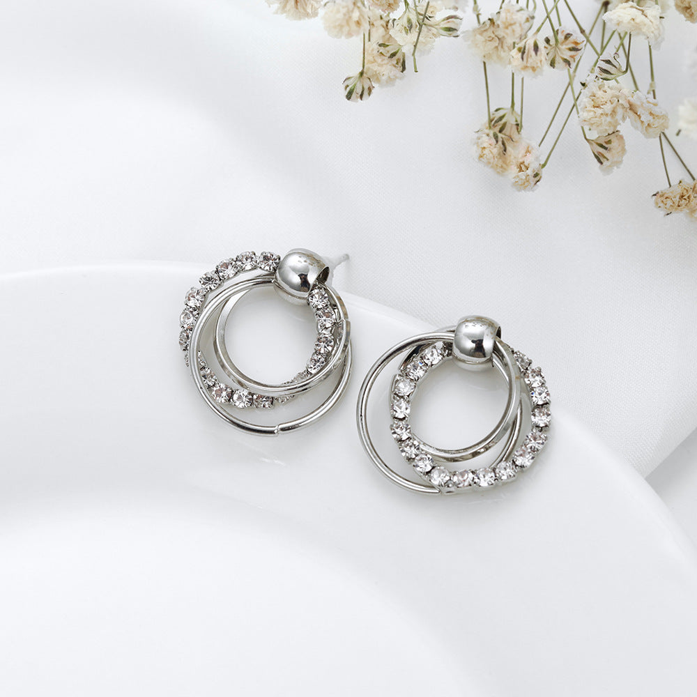 Circles Stud Earrings Women Jewelry Mom Gift Everyday Wear Earrings