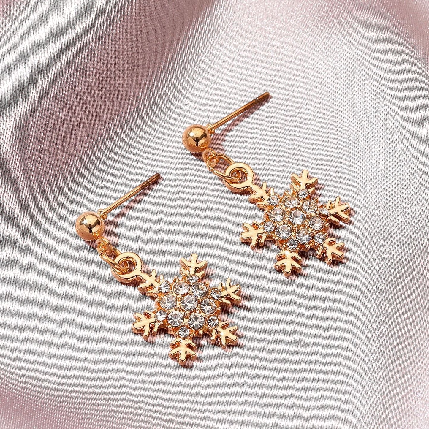 Crystal Snowflake Design Jewelry Fashion Dangle Earrings for Girls Party Birthday Gift