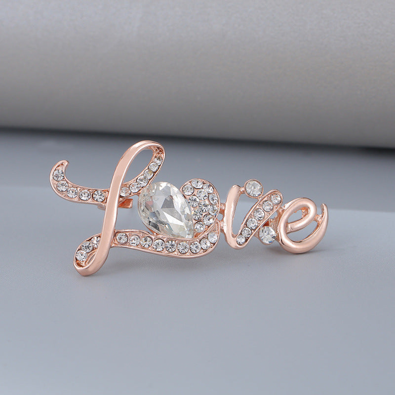 Creative Letter Shape Brooch Simple Literary Style Love Clothing