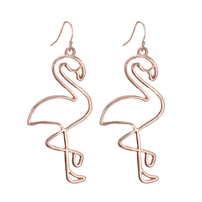 Hollow Flamingo Dangling Drop Earrings Women Girls Gifts Jewelry Accessories