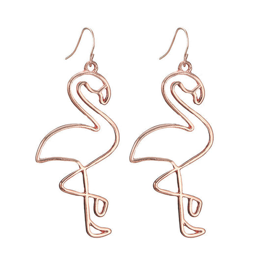 Hollow Flamingo Dangling Drop Earrings Women Girls Gifts Jewelry Accessories