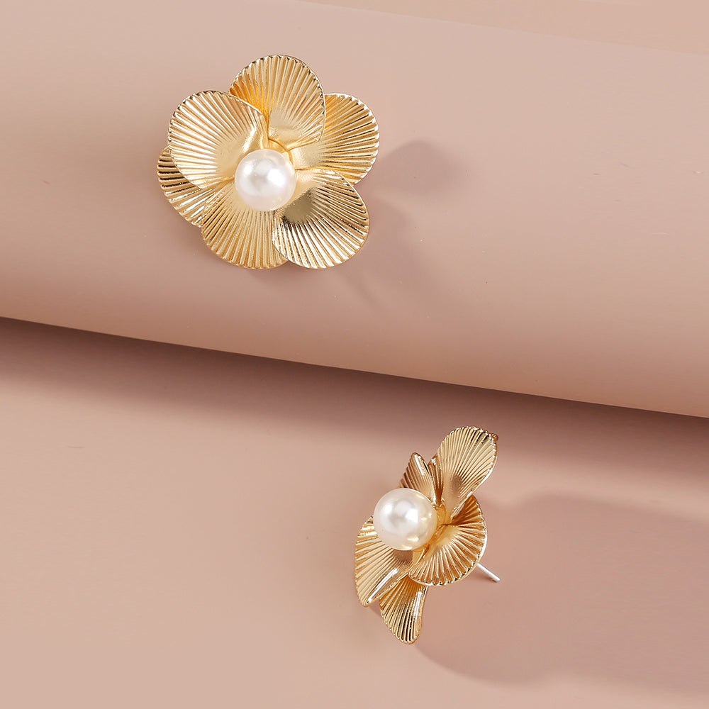 Shell Pattern Flower Stud Earrings Female Girl Fashion Earrings Birthday Holiday