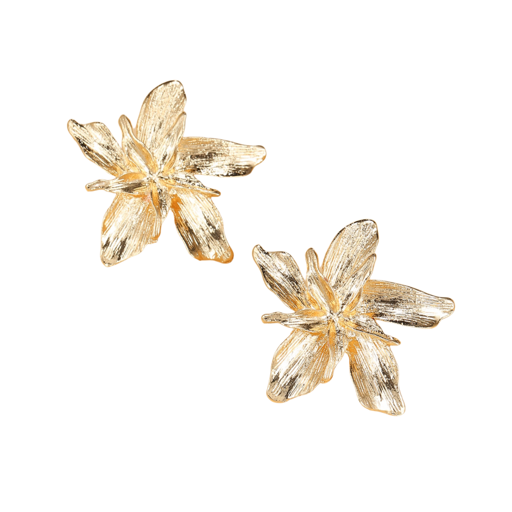 Metal Flower Design Stud Earrings for Women Girls Ear Studs Jewelry Gift Fashion