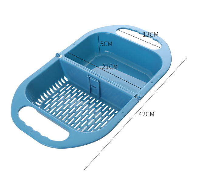 Folding Drain Basket Leaking Fruit Box Vegetable Container Drain Rack Sink with Handle Storage Baskets