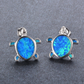 Fashion silver filled blue opal sea turtle pendant necklace for women female Animal wedding ocean beach jewelry gift