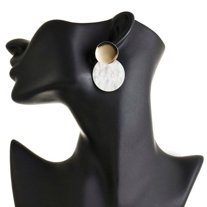 Golden White Round Dangle Fashion Drop Earrings Women Girls Ear Studs Jewelry