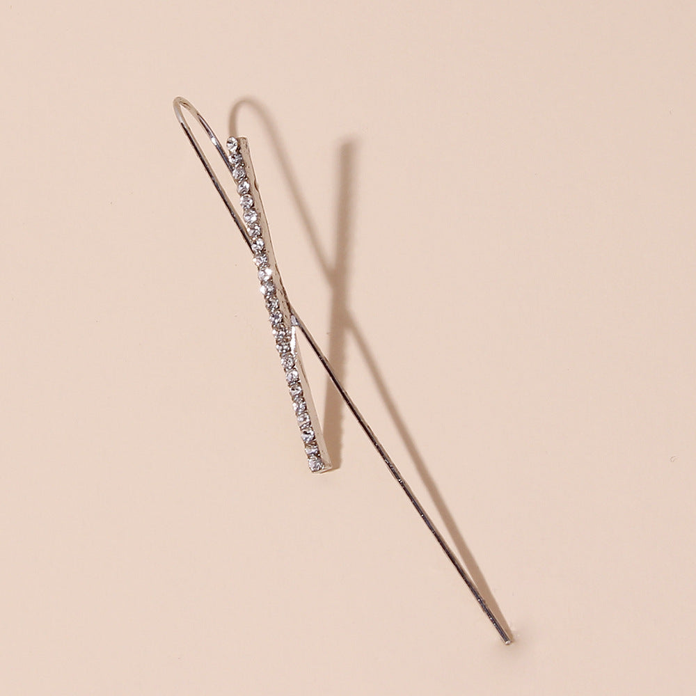 1pc Rhinestone Ear Needle Stud Earrings Women Fashionable Luxurious Earrings