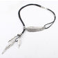 3 Colors Black Rope Multilayer Feather Leaf Tassels Pendant Necklace