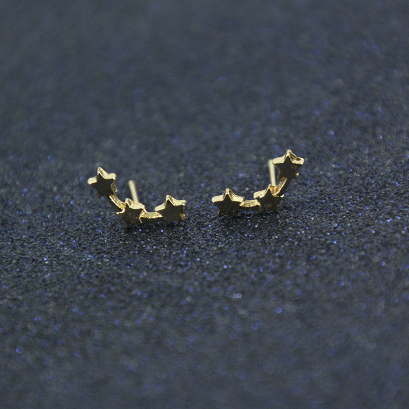 Simple Temperament Alloy Three Small Star Earrings