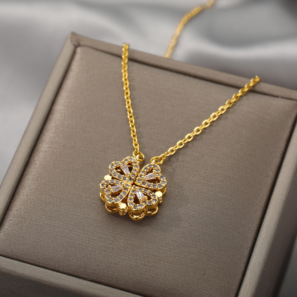 Love Folding Creative Micro-encrusted Diamond Fashion Necklace
