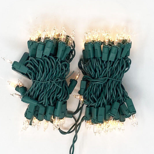 PHILIPS Christmas Light 100 Mini Clear Bulb String Green Wire, Warm White 25 ft