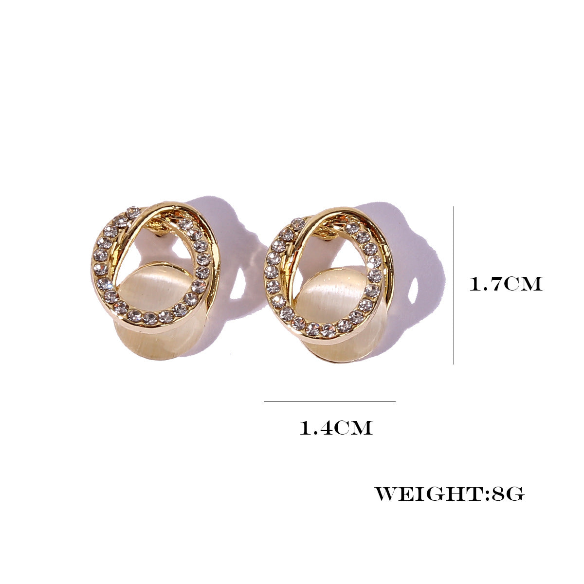 Rhinestone Oval Stud Earrings Women Charm Stud Jewelry Birthday Holiday Gifts