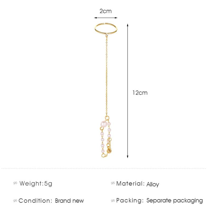 Chain Ring Set Fashion Creative Sweet One-piece Pearl Ring