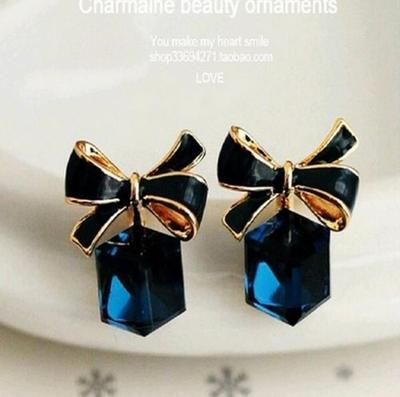 Bow Cubic Crystal Earrings Rhinestone Stud Earring Women Party Girls Modern Jewelry Accessory