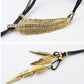3 Colors Black Rope Multilayer Feather Leaf Tassels Pendant Necklace