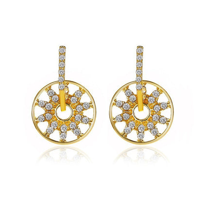 Geometric Wheel Stud Earrings Fashion Jewelry for Girls Women Gift Accessories