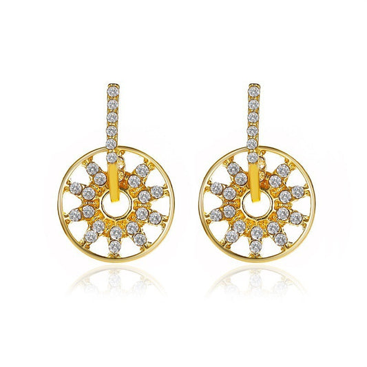 Geometric Wheel Stud Earrings Fashion Jewelry for Girls Women Gift Accessories