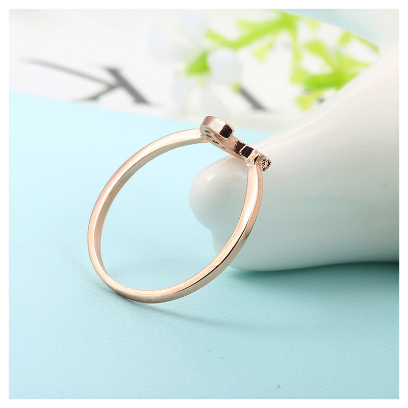 Rose Gold Color Mini Star Cute Moon Open Ring for Women Cubic Zirconia Crystal Bague Jewelry