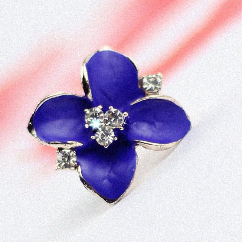 Small Blue Flower Stud Earrings Women Fashionable Luxurious Earrings Jewelry