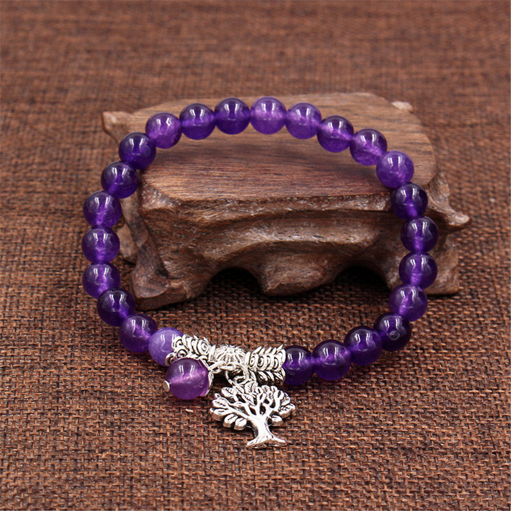 Natural Purple SPAR Hand Chain tree Pendant Bracelet