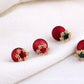 Red Ball Stud Earrings Women Jewelry Mom Gift Everyday Wear Earrings