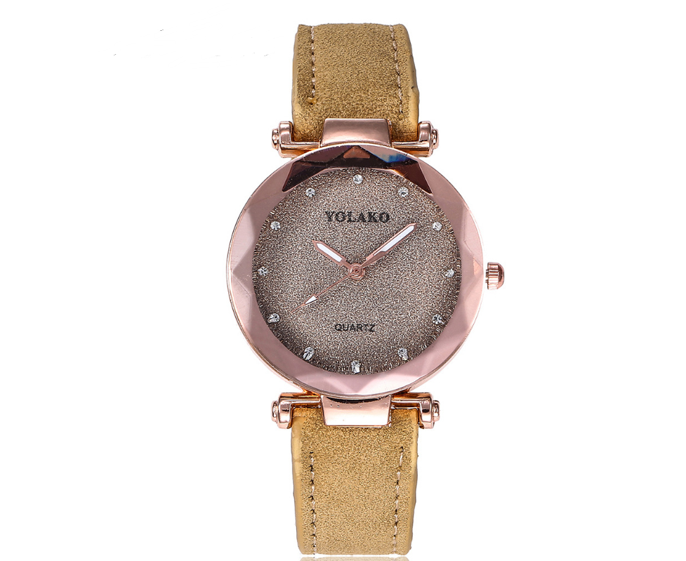 Matte belt color foundation with diamond dial quartz watch