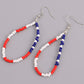 Red Blue White Beaded Dangling Drop Earring Women Girls Gifts Jewelry Accessories