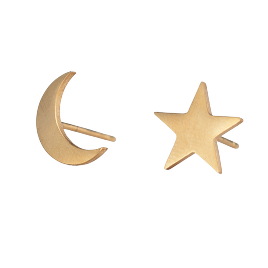 Star Moon Stud Earrings for Women Girls Ear Studs Jewelry Gift Fashion Earrings