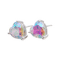 Holographic Heart Crystal Stud Earrings Fashion Women Female Earrings Piercing