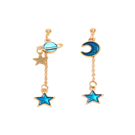 Cosmos Pattern Drop Ear Dangle Fashion Earrings for Women Party Jewelry Gift