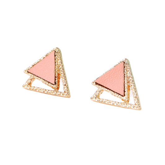 Pink Triangle Stud Earrings for Girls Women Stud Jewelry Gift Accessories