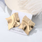 Bended Pattern Metallic Stud Fashion Earrings Women Girls Ear Studs Jewelry Gift